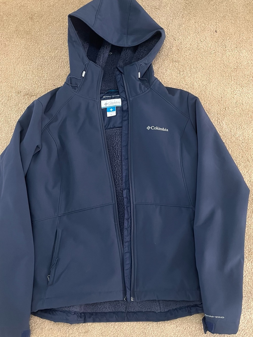 Columbia Kids Navy Hooded Jacket with Soft Fleece Lining
